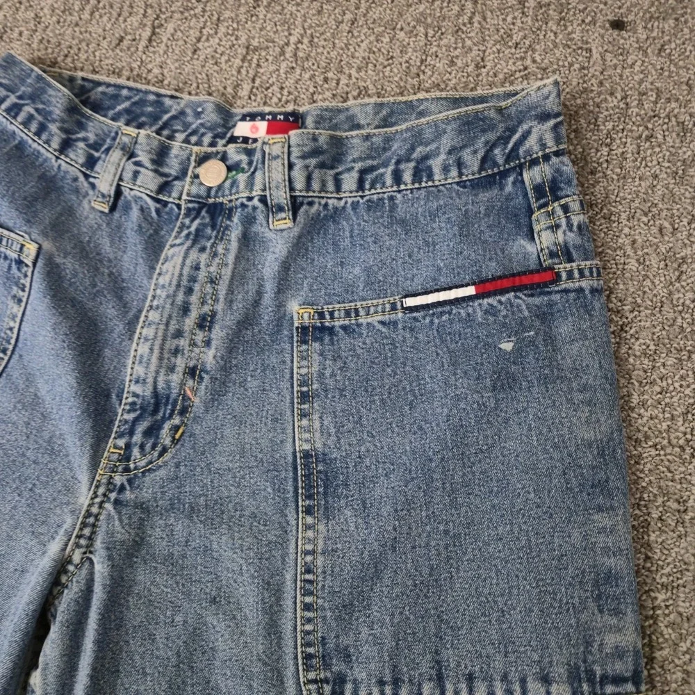 Vintage Tommy Hilfiger Skater Jeans Big Flag Size 9 Blue Denim Wide Leg Y2K - Picture 5 of 10